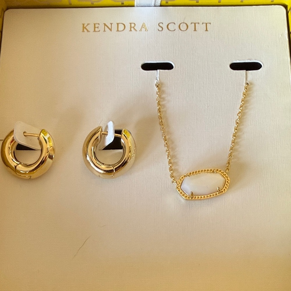 Kendra Scott Gold Hoop Earrings and Necklace Set - Picture 3 of 6